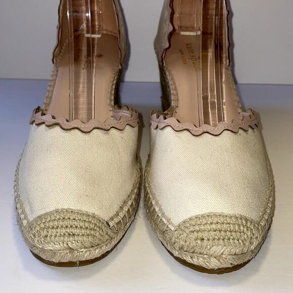 Kate Spade Thea Espadrilles Womens 9 Cream Pink Sandals Summer Vacation Resort - Picture 4 of 13